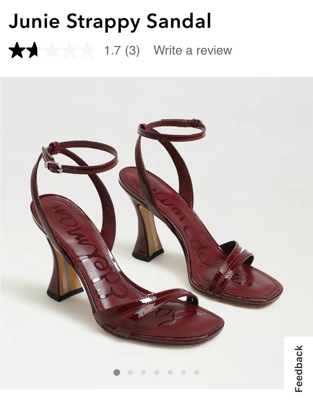 Sam Edelman Burgundy Patent Strappy Heel Sandals